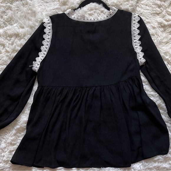 RomanticCore Lace Yoke Blouse Gathered Peplum Silhouette Victorian Vibes XS - Picture 6 of 8